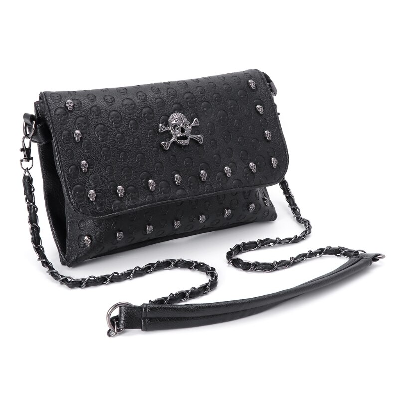 Sac à main gothique avec tête de mort pour femmes, sacoche à bandoulière avec chaîne, 20CA