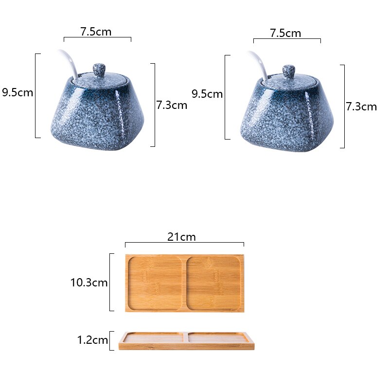 Spice Jar Ceramic Spice Box Household Kitchen Spice Jar Set Chili Jar Combination Salt Monosodium Glutamate Condiment Bottle: A two-piece suit