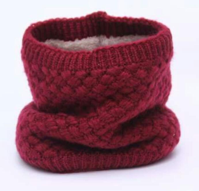 Winter Gebreide Unisex Sjaals Warme Kraag Bandana Acryl Solid Ring Sjaal Dikke Multifunctionele Naadloze Tubular HY127: Wine Red