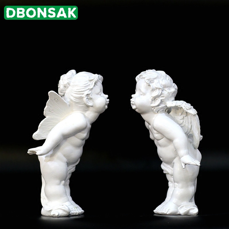 Ett par kyss ängel ornament harts ängel skulptur cupid ängel staty bröllopsfotografering rekvisita vardagsrum sovrum dekorationer
