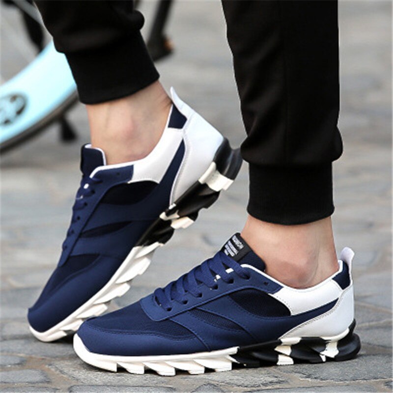 Men's sneakers real trend super air cushion lace brand adult sports shoes black blue PU upper outdoor tennis