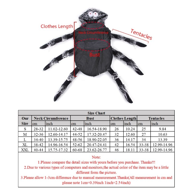 Halloween Pet Spider Clothes Puppy Party Cosplay Costume Hoodies Funny Outfit