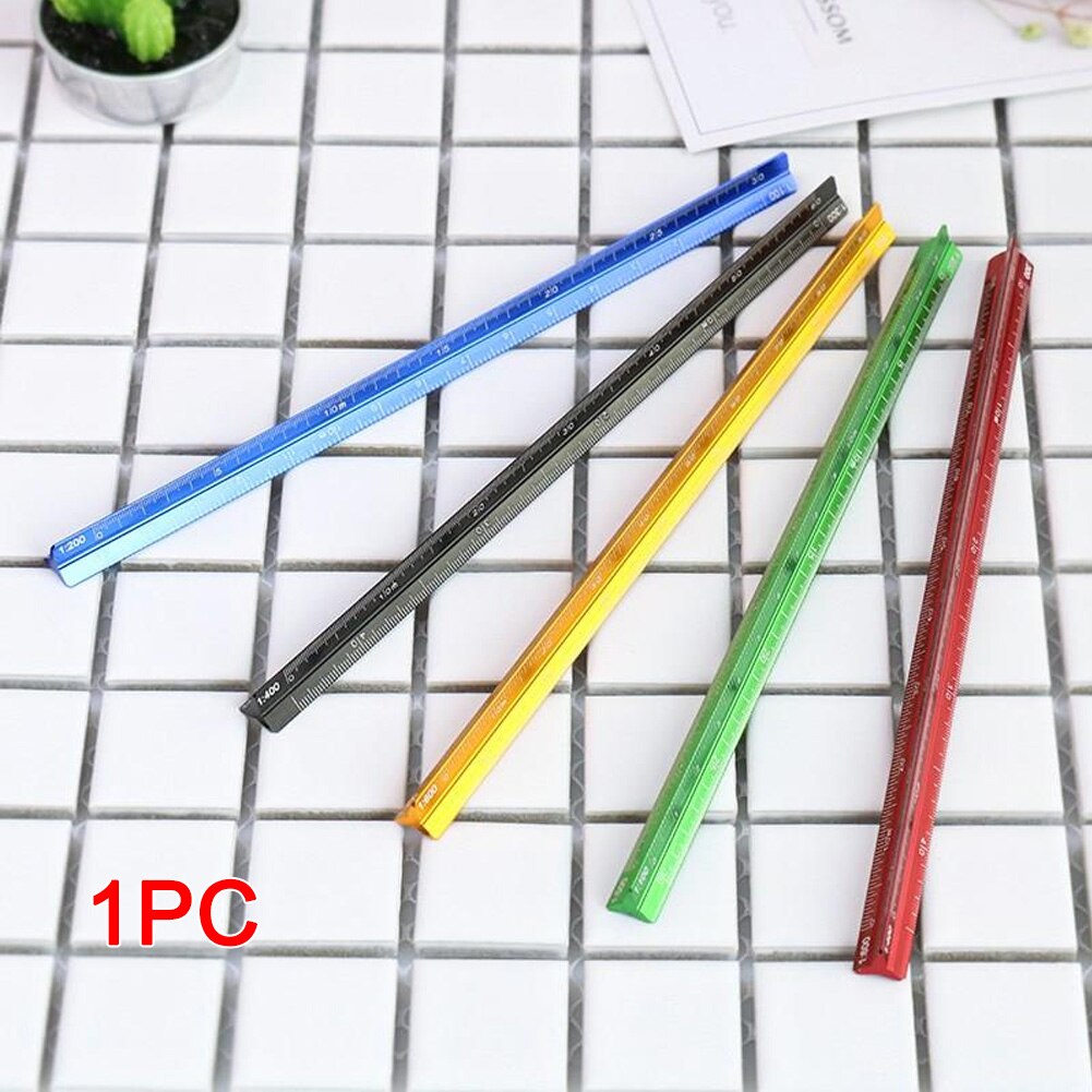 Scale Ruler Small Proportion Office Supplies Multifunctional School Measuring Tool Triangular Colorful Ruler Aluminum