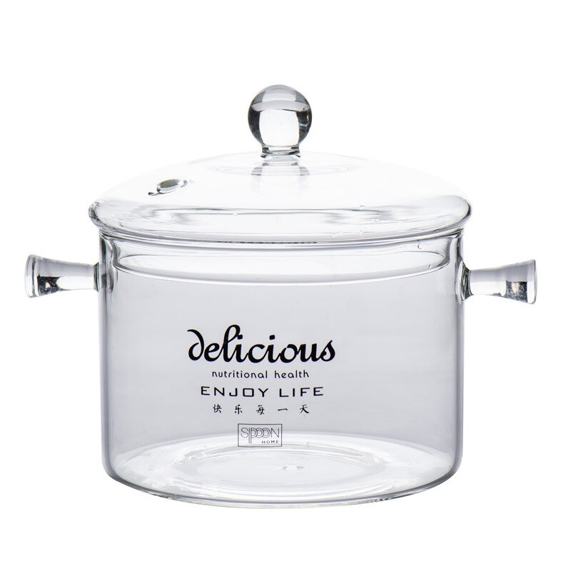 Pentola per zuppa di cottura in vetro con coperchio impostato di pentole da cucina giapponese padella antiaderente pentola calda resistente al calore per uso domestico trasparente