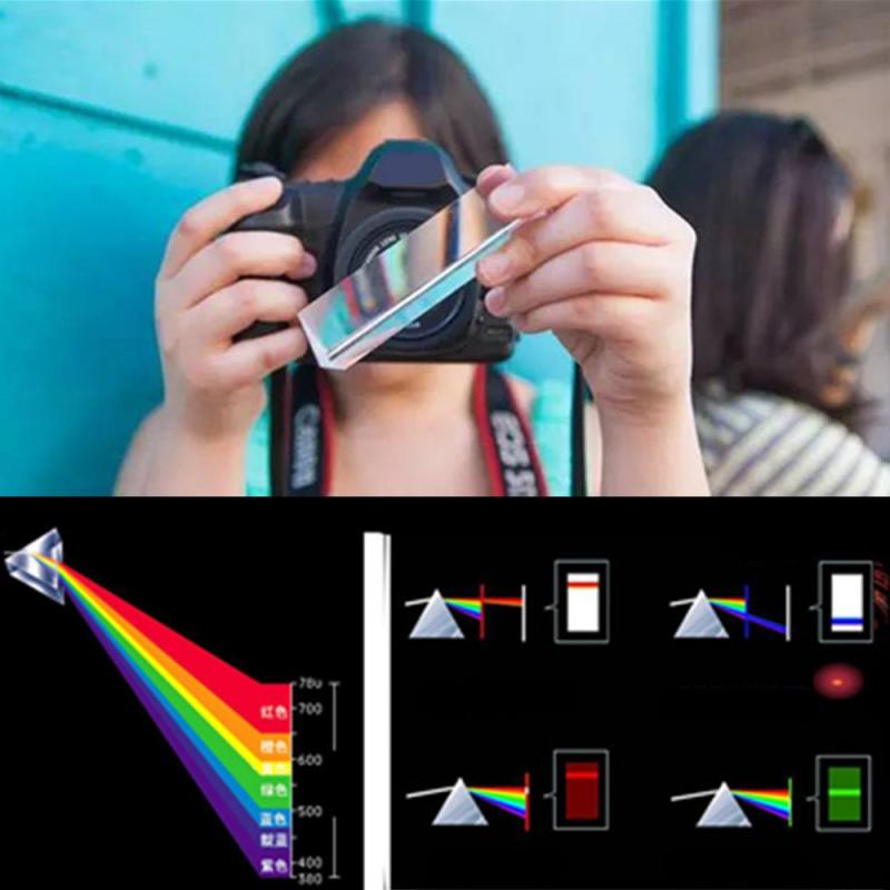 Prismes optiques de prisme de couleur triangulaire enseignement de la physique du verre spectre de lumière réfractée arc-en-ciel enfants étudiants présentent une offre spéciale