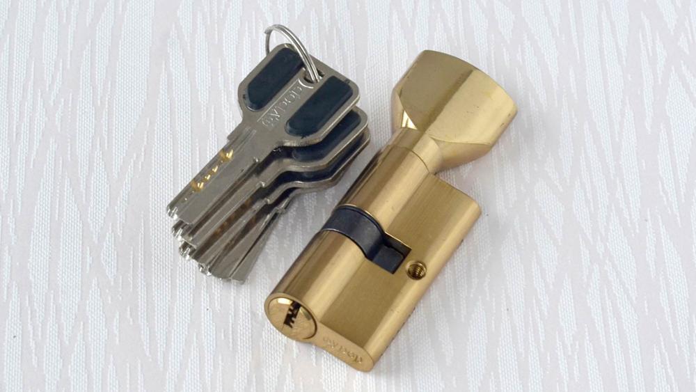 60mm messing cylinder 5 stk computer messing nøgle med knap enkelt åben stil euroe standard dørlås: Cw60pb