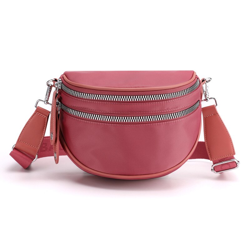 Beibaobao 2022 Nylon Brede Band Crossbody Tas Zachte Waterdichte Schoudertas Voor Vrouwen Zadel Portemonnee En Handtas: pink