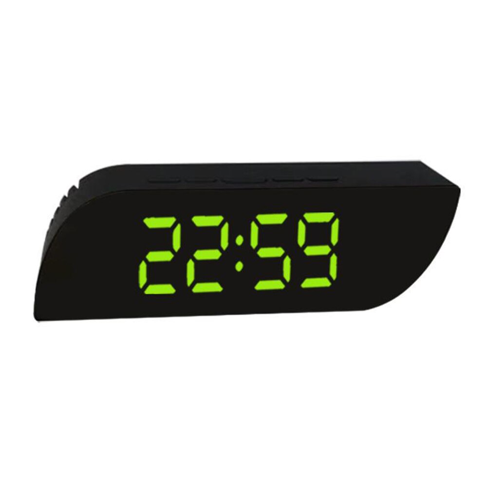 Veilleuses numérique miroir horloge LED réveil batterie utilisation température Snooze fonction bureau horloges Table horloge décor à la maison: Argent