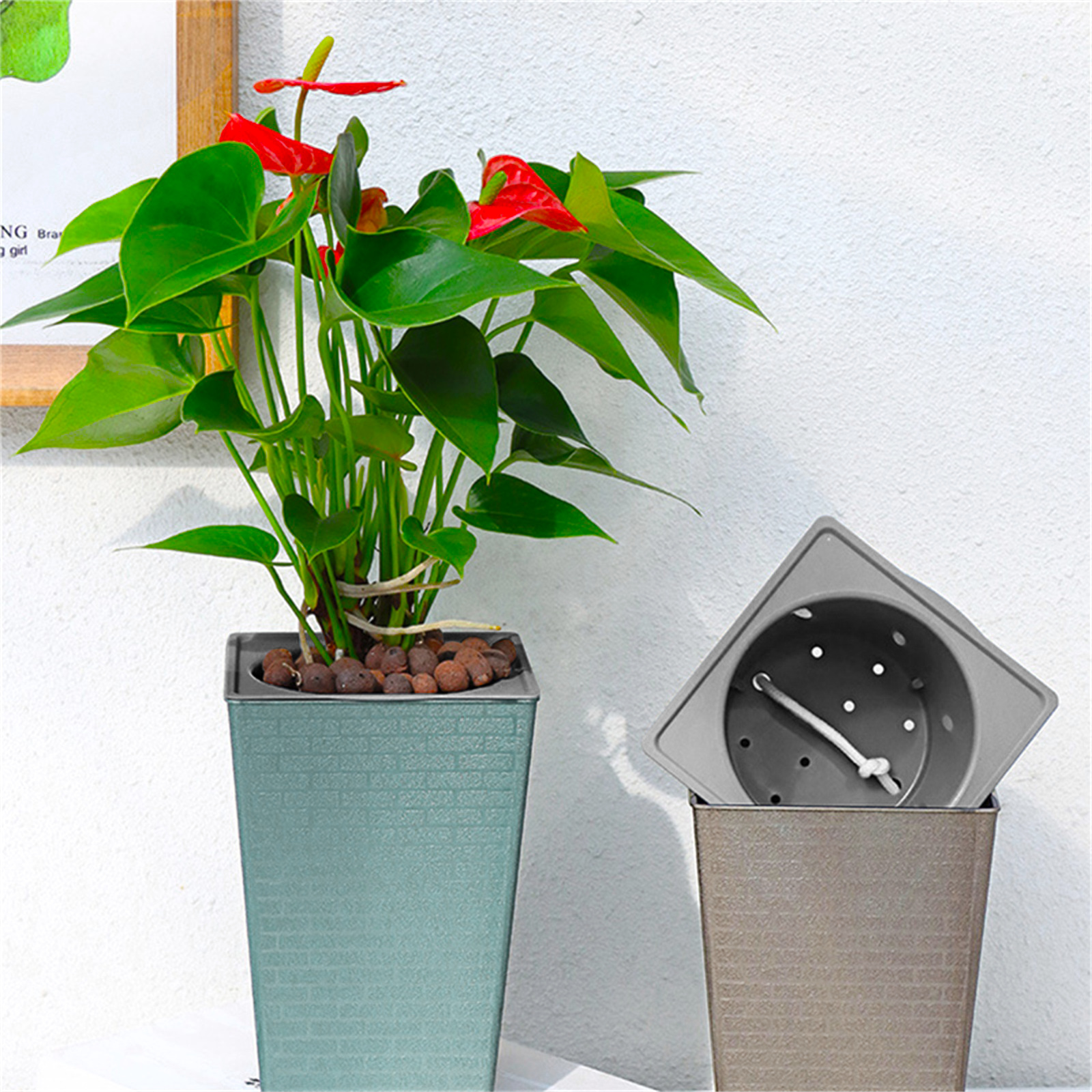 Plastic Brick Pattern Flowerpot Shape Garden Flower Pot for Garden Courtyard Indoor Large Flower Pot Garden Supplies