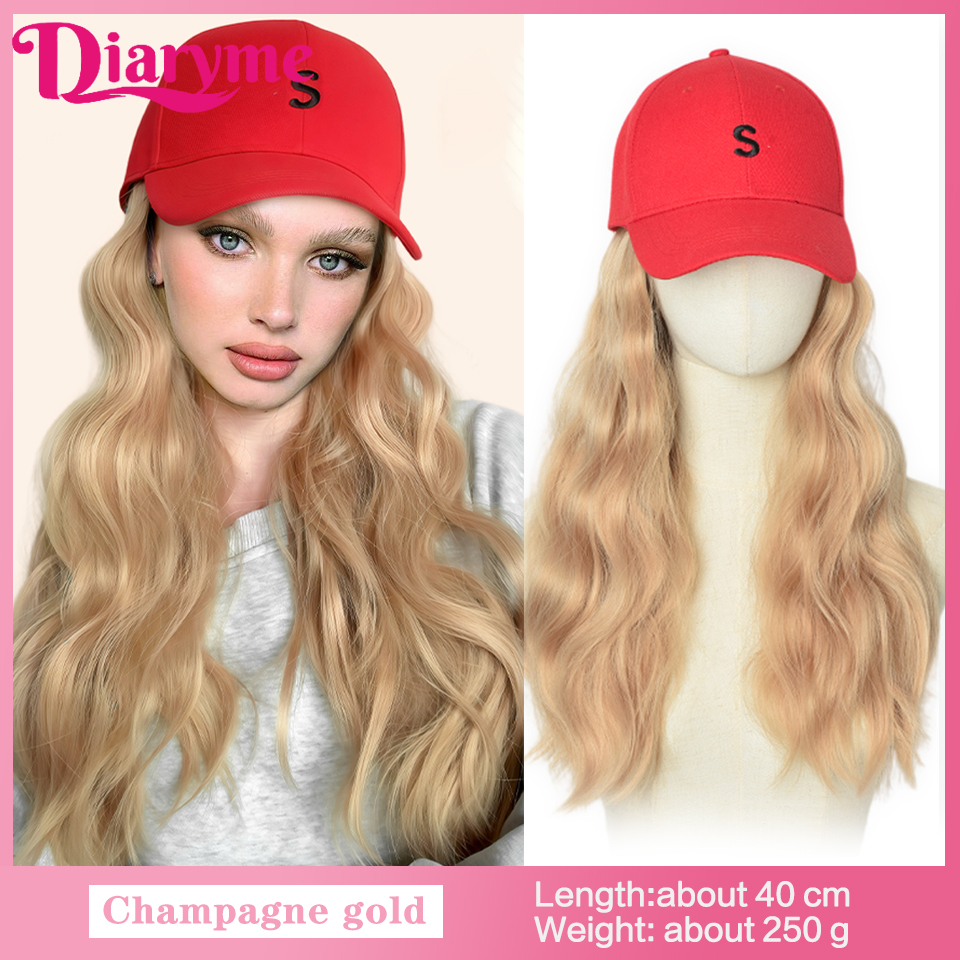 Peluca de sombrero sintético, peluca de pelo largo y liso con gorra de béisbol, gorra ajustable de una sola pieza, gorra de béisbol Retro, conectar pelo recto: # 99J