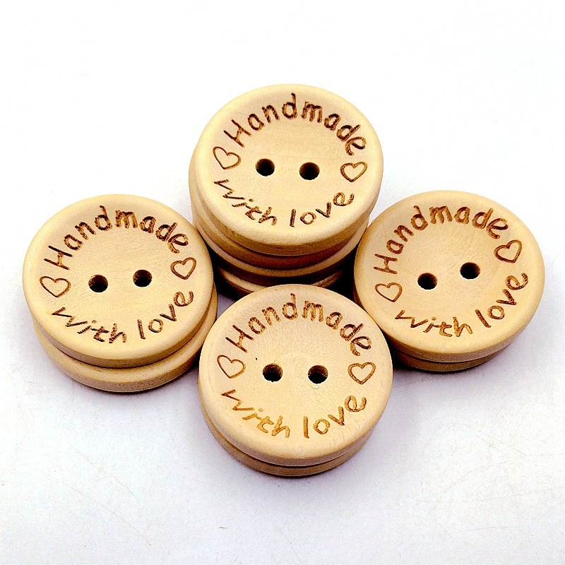 50 stuks/partij Natuurlijke Houten Knoppen handgemaakte liefde Brief houten button craft DIY Breien baby kleding accessoires
