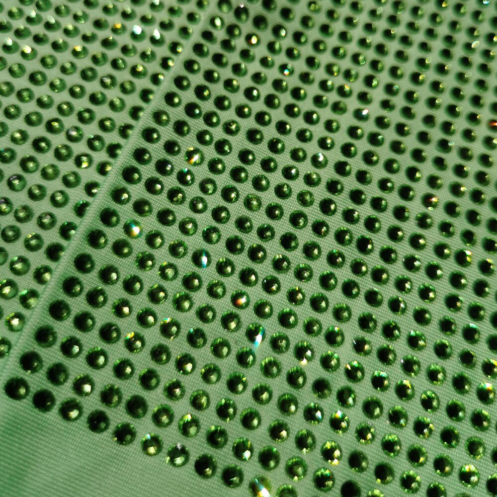 Crystal Fabric Palette Rose Pink Crystal Rhinestone Polyester Spandex Elastic Stretch Fabric Textile: 4.5cm X 4.5cm / Green-light SS10