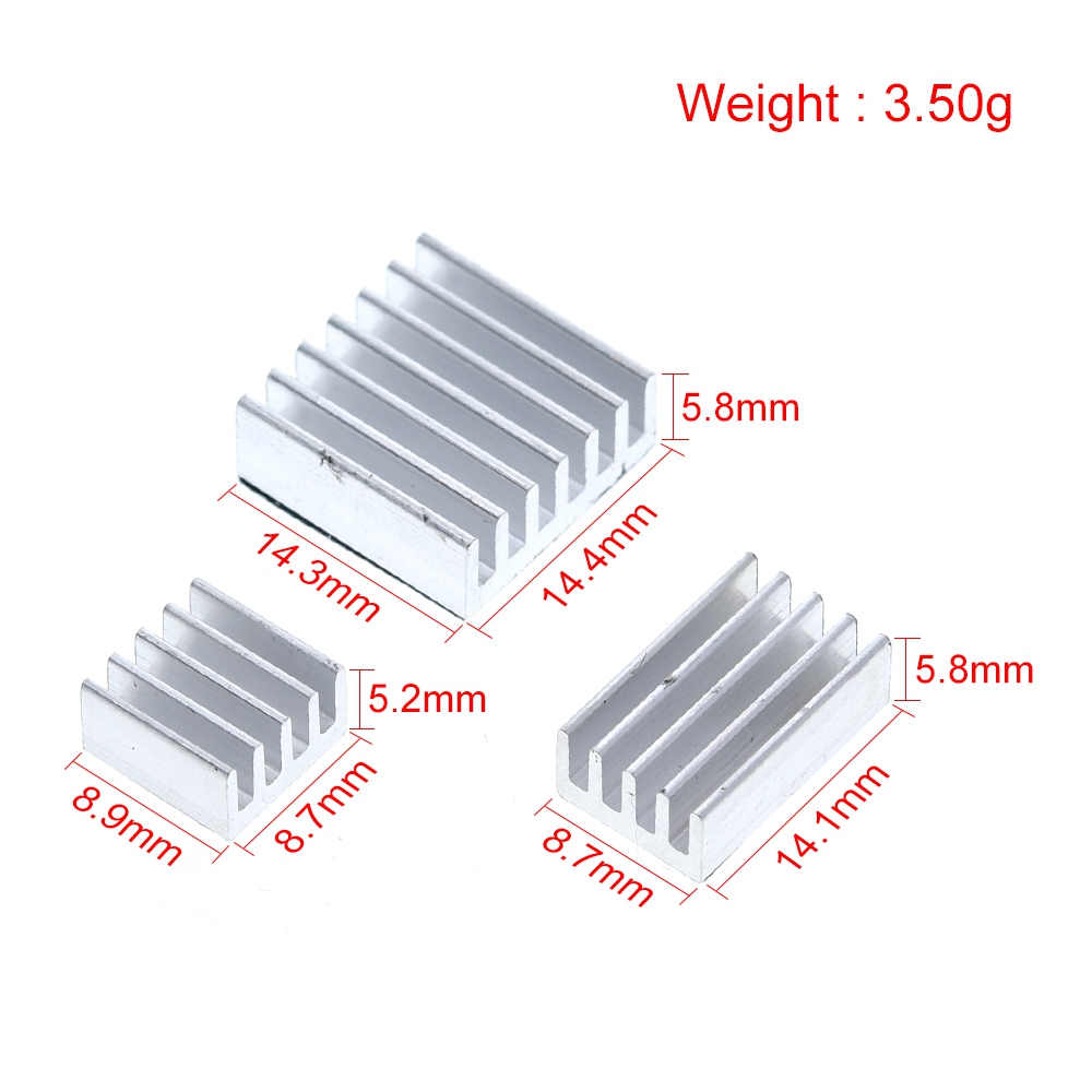 Disipador de calor para Raspberry Pi 4, Kit de refrigeración de radiador, disipador térmico de aluminio, 3 piezas, modelo B