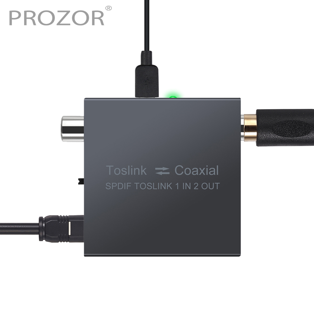 PROZOR – convertisseur Audio numérique 192KHz, 1 en 2 sorties, Support Coaxial vers optique et optique vers Coaxial SPDIF Toslink séparateur Audio