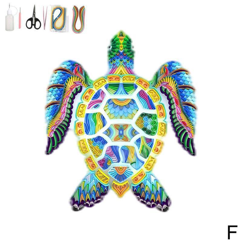 DIY Paper Art Parrot Animal Quilling Paper Set Craft Paper Quilling Kit Home Decor 3D Origami Collage Quilling Tools Set: F