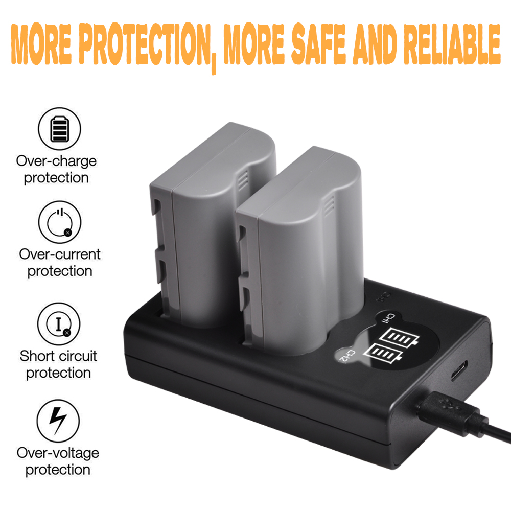BP-511 Battery Charger with Type-c Port for Canon BP-511A BP 511 EOS 5D 50D 20D 40D 300D 10D 30D 5D Mark I, PowerShot G1 G2 G3