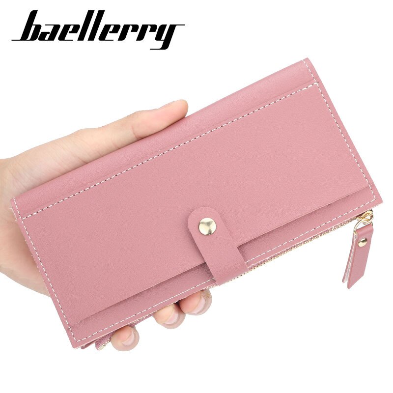 Bllerry WOMEN'S Wallet Simple Multi Card Bit Card Holder Three Fold Buckle Long Wallet