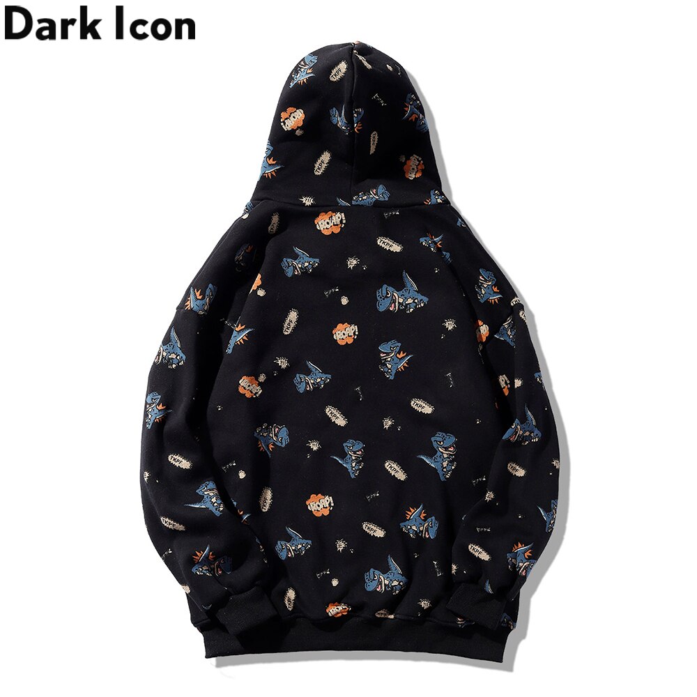 Dark Icon Dinosaur Hoodie Men Winter Preppy Style Men's Sweatshirts with Hoodie Hooded Man