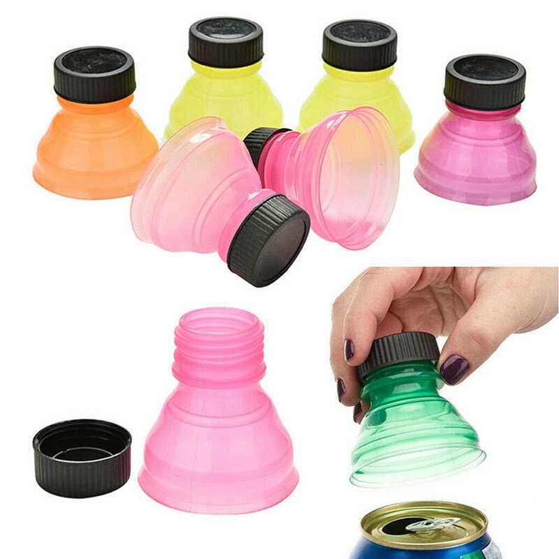 Tapas reutilizables para latas de bebidas, selladores de botellas de cerveza, tapón de mantenimiento fresco, sin fugas, para acampar, 6 unidades