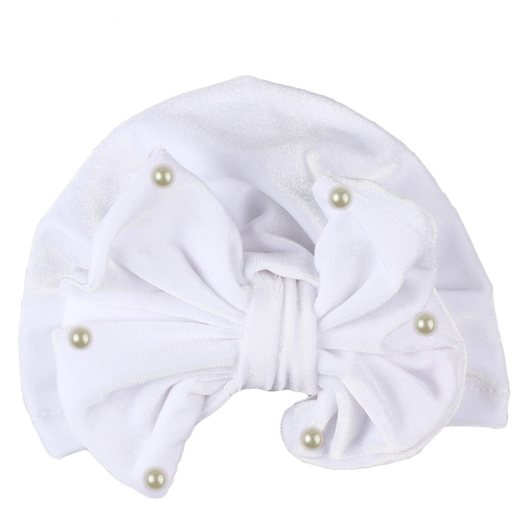 Chapeau indien en velours doré pour enfants | Perles, chapeau avec nœuds, casquette pour enfants, couvre-chef pour filles, 11 couleurs, offre spéciale,: white
