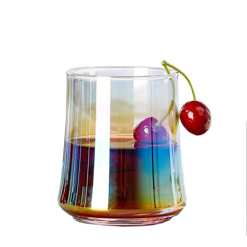 305ML Simple Colorful Crystal Clear Glass Water Cup Whiskey Glass Juice Cold Drink Cocktails Cup Home: multicolor
