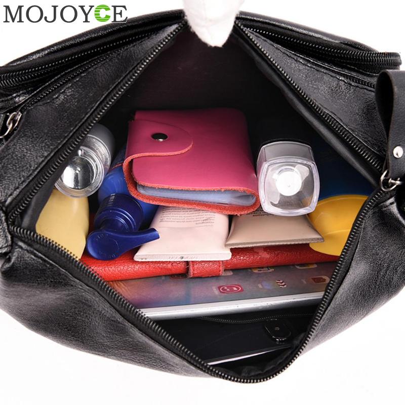 Messenger bag kvinner pu lær stor kapasitet multi lomme glidelås skulder håndveske ren farge uformelle crossbody vesker