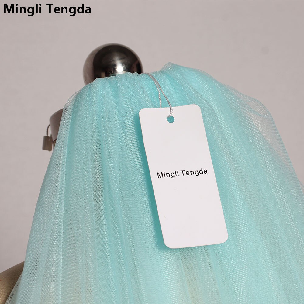 Mingli Tengda Himmel Blau Braut Schleier Lang schneiden Rand Doppel Schicht 3 Meter Lange Hochzeit Schleier Elegante Dame Kathedrale Schleier staubigen Rose: 635Farbe