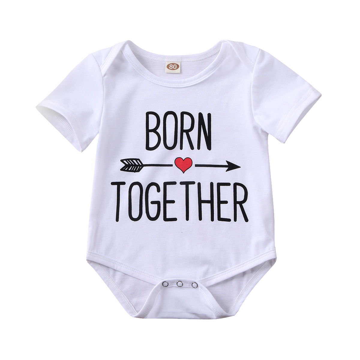 Baby sommer tøj nyfødt baby piger drenge tvillinge tøj sæt kortærmet romper bogstav print jumpsuit outfits 0-18m: Født / 3m