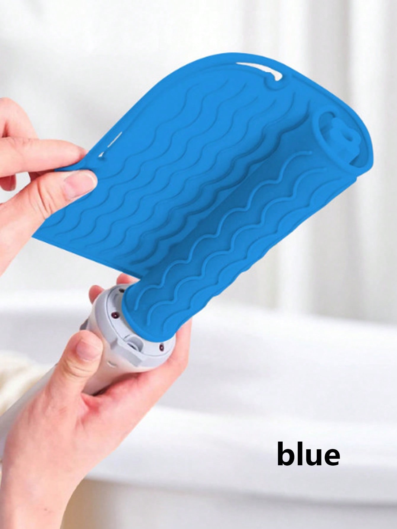 Tapis en Silicone résistant à la chaleur, grande taille, Portable, outils chauds de voyage, housse pour fer à friser, fer plat, lisseur de cheveux: Bleu