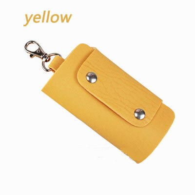 Key Wallet Purse Cheap Candy Colors Women Men's Pu Leather Pocket Keys Organizer Holder Pouch Case Bag for Car: Yellow