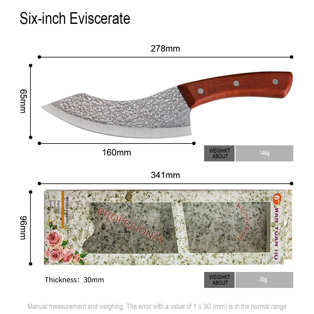 XYj Chef Knife 8/6 inch Ultra Sharp Slicing Knife Premium High Carbon Stainless Steel with Wooden Handle Cleaver: 6 inch white