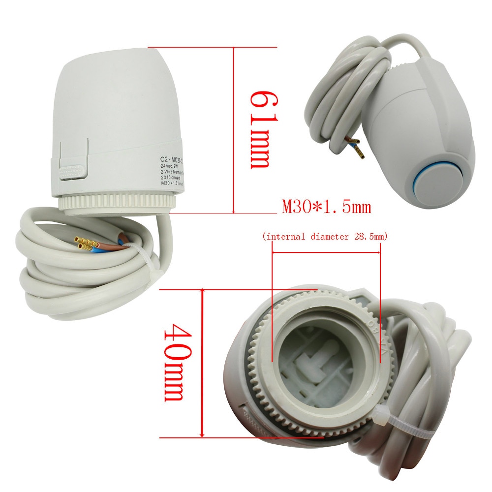 AC 220v 24v electric thermal actuator for manifold underfloor heating system radiator thermal head valve m30x1.5mm