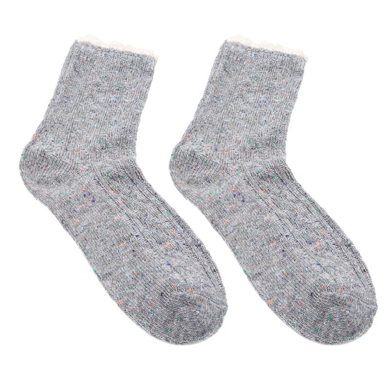 Damen-socken im japanischen retro-stil mit spitze, süße, dicke flor-socken, herbst- und wintersocken: Grau