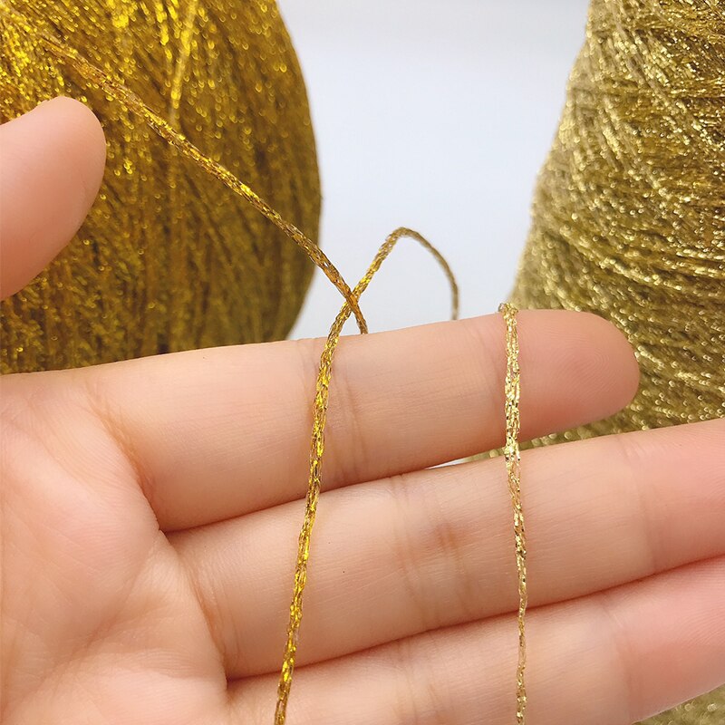 100g Fine Gold Silver Metallic Yarn Sparkly Crochet Metallized Threads Yarns for Hand Knitting DIY Needlework Bulky Yarn