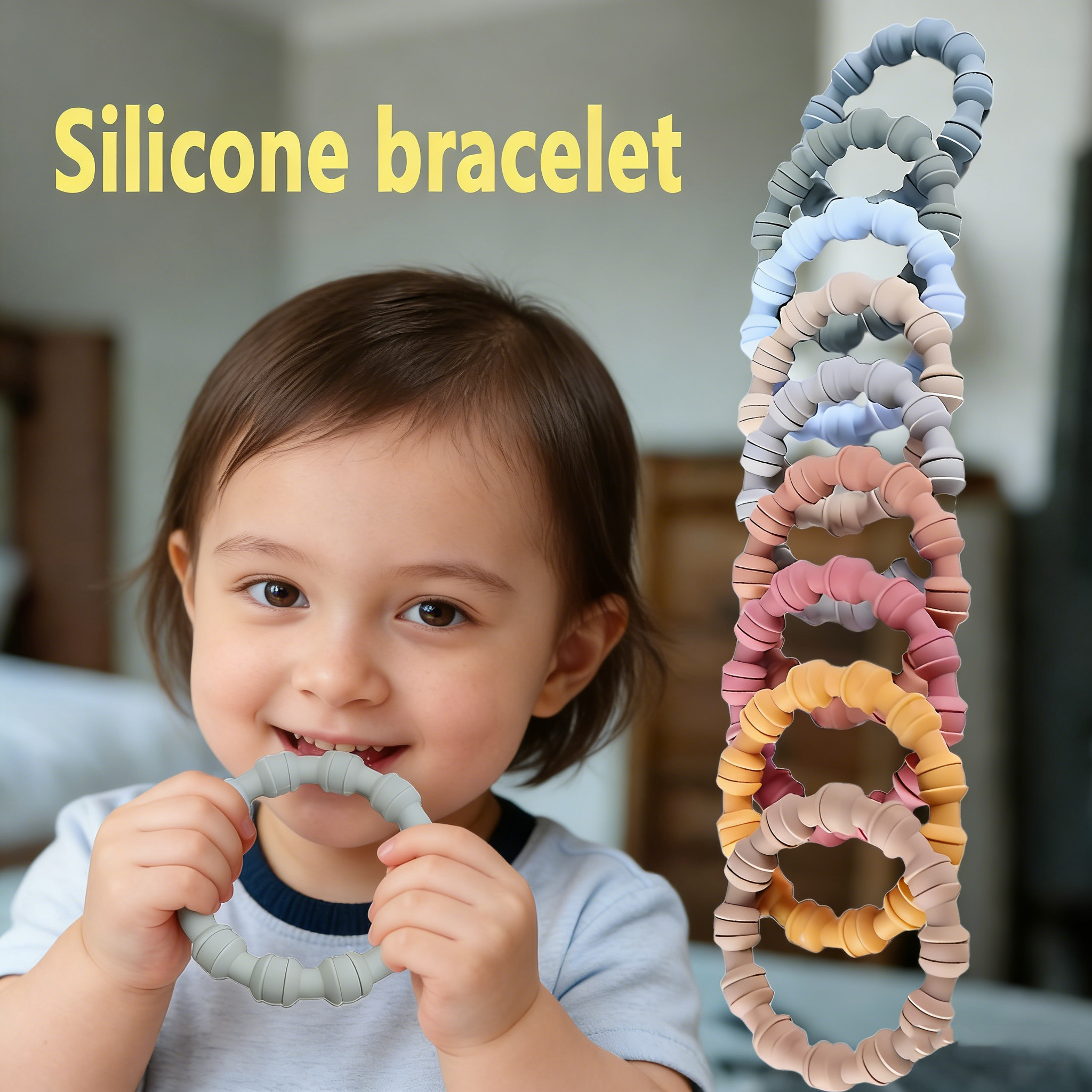 Siliconen bijtspeeltje Armband Siliconenmateriaal Verlicht tandjesongemak Ideaal voor kinderen Perfect vakantiecadeau