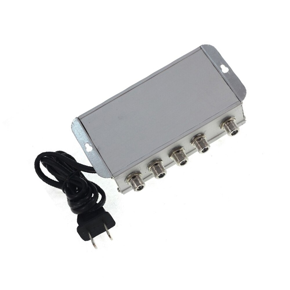 US plug 4 Way CATV VCR TV Antenna Signal Amplifier Booster Splitter 30DB 50-60MHz 220V Power 2W