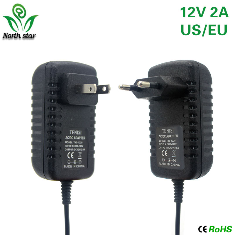 1 st 2a ac 100v-240v 12 converter adapter  dc 12v 2a 2000ma voeding eu stekker 5.5mm x 2.1-2.5mm voor led cctv