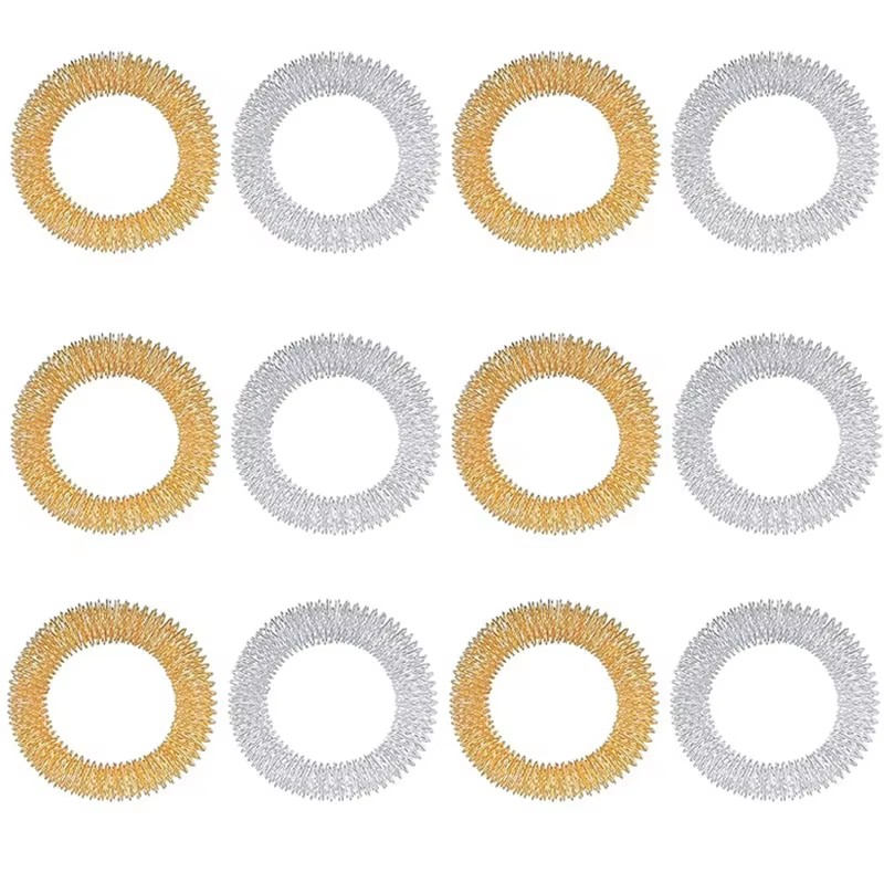 12/6PCS Fidget Zintuiglijke Hand Pols Massage Ring Armbanden Ontspannende Tool voor Acupressuur Therapie Stress Reducer voor volwassenen Kinderen: Bruin