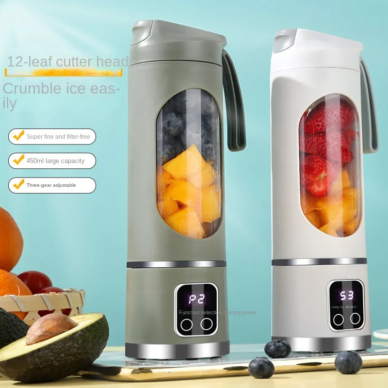 Household Mixer Machine Portable Blender Crushed Electric Juicer With 3 Speed 450ML Large Capacity Digital Display Juice Cup