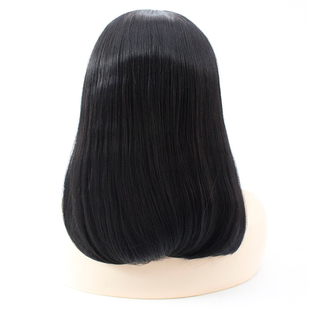 V'NICE Middle Part Short Bob Synthetic Lace Front Wig Natural Glueless Black Cosplay Wig for Women Heat Resistant Fiber Hair