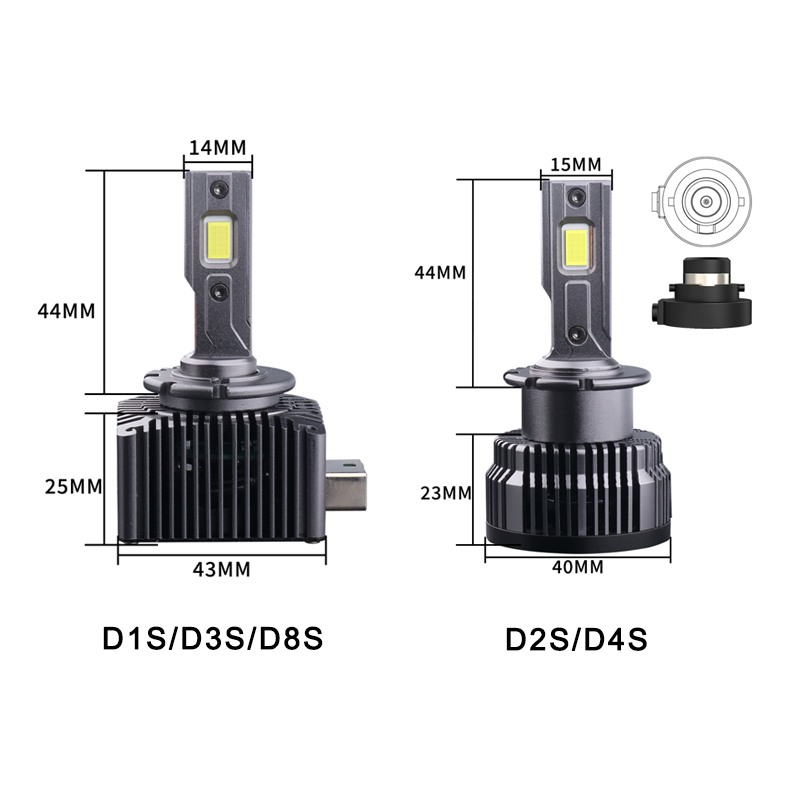 D-serien 2 stk.  d3s led-frontlykter med skjulte pærer  d1s d2s d4s d5s d8s canbus 35w matchende ballast  d2r d4r billys 6000k 12v 24v