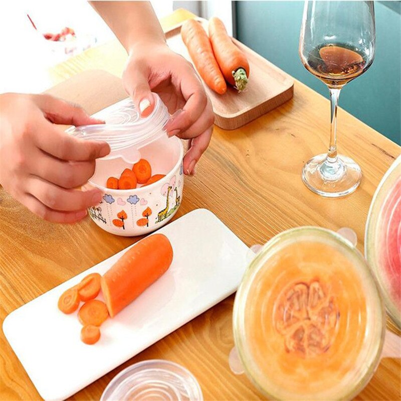 1/6pcs Silicone Stretch Lids Universal Lid Silicone Bowl Pot Lid Silicone Kitchen Pan Cooking Food Fresh Bowl Cover