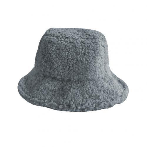 Winter Women Solid Color Faux Lambswool Soft Warm lamb fur Fishing Cap Sun Bucket Hat Japanese warm basin hat Accessory: Blue