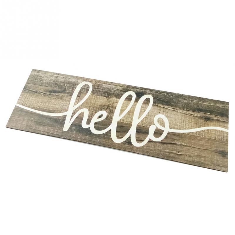Wooden Hello Sign Rustic Farmhouse Porch Front Home Wedding Wooden Sign Door Hanging Flower Wreath Decoration Accessories