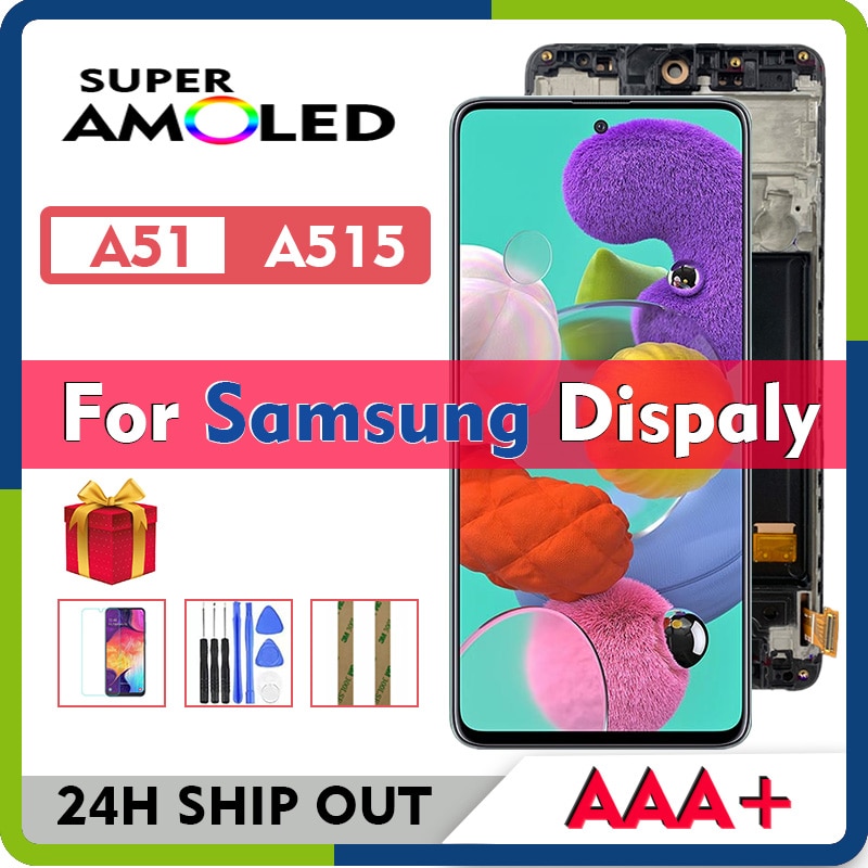 Super Amoled Voor Samsung Galaxy A51 A515 Sm A515F Dsn Ds Dst Dsm N A515U Lcd-scherm Met Touch screen Digitizer Vergadering