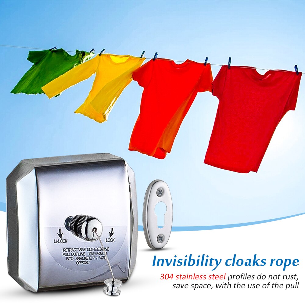 Retractable Clothesline Wall-mounted Indoor Outdoor Washing Clothes Hanger Laundry Drying Line Balcony Invisible Drying Lines