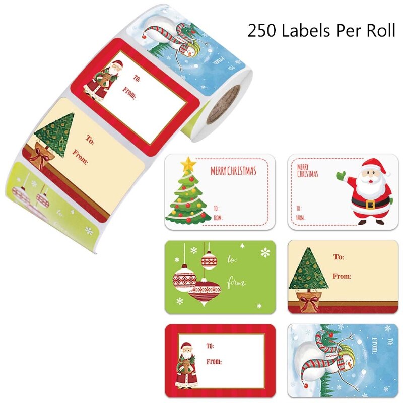 250pcs Adhesive Christmas Name Tags XMAS Stickers Seal Labels Decor: 3877