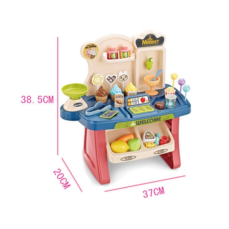 Giocattoli per cassiere per bambini supermercato registratore di cassa finta gioca simulazione carrello della spesa negozio di alimentari carrello per gelato giocattoli