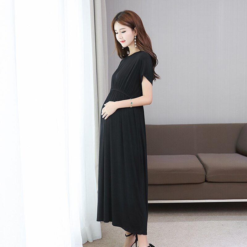 Plus Größe modal Mutterschaft Kleider Für Schwangere Frauen Kleidung Kurzarm Schwangerschaft Lange Kleid Vestidos Mutterschaft Kleidung