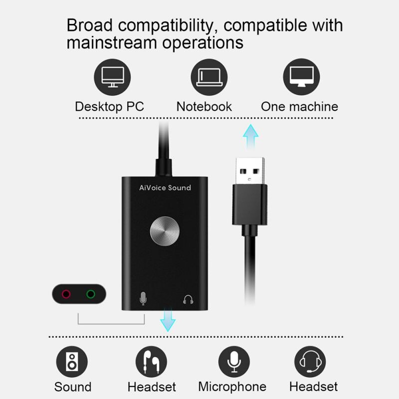 3-in-1 3.5mm USB Converter Sound Card Adapter Translator AI Smart Voice To Text Translator Search Support 24 Languages